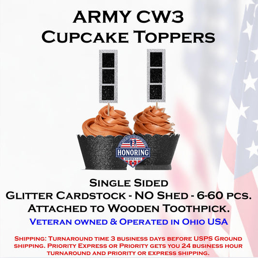 U.S. Army Chief Warrant Officer 3 (CWO3) Cupcake Toppers - Officially Licensed Promotion Decor - NO Shed Glitter Cardstock