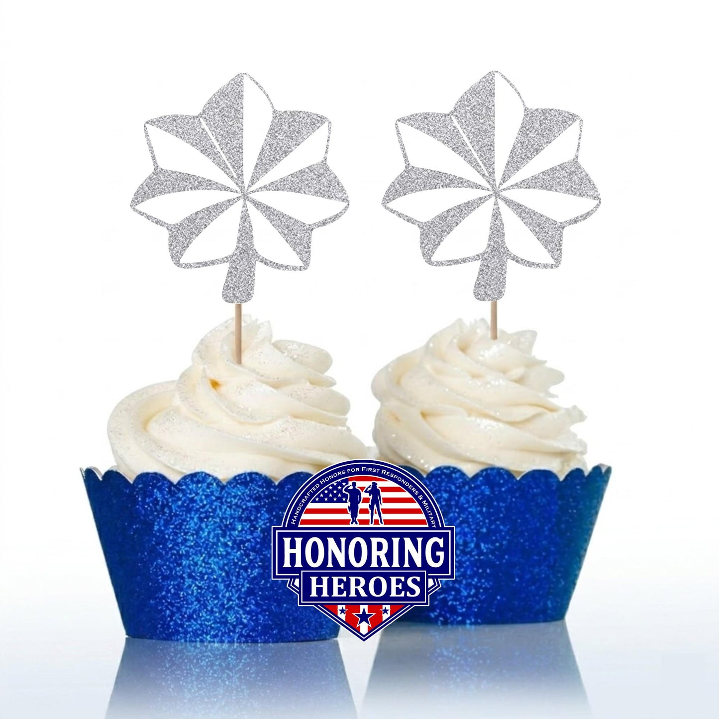 Lt Col - Lieutenant Colonel Cupcake Toppers - USAF O-5 Rank Promotion Decor - No-Shed Glitter - Officially Licensed
