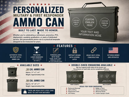 Custom Engraved Ammo Can- Your Emblems and Personalization Engraved!