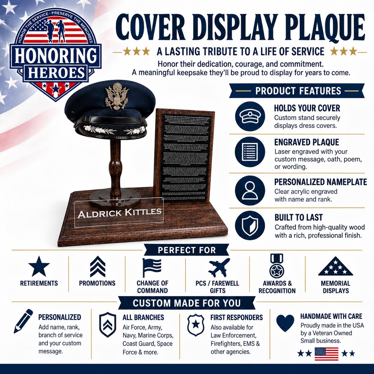 Custom Keepsake Military - Police - First Responder Hat or Cap Holder