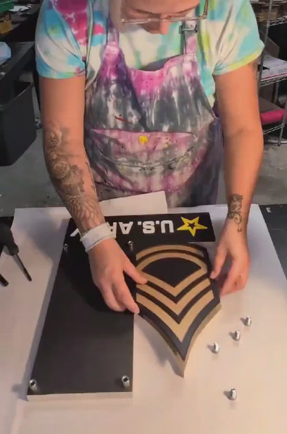 Custom United States ARMY Rank plaque with engraving and US ARMY Symbol
