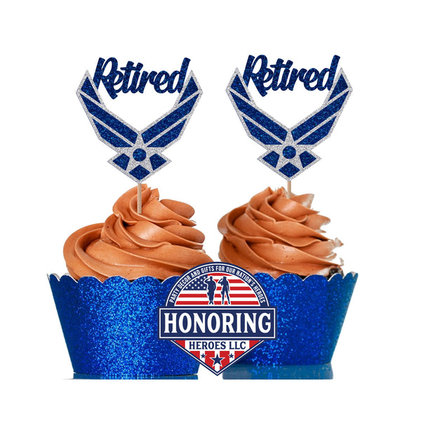 Air Force Retired Emblem Cupcake Toppers