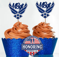 Air Force Emblem with Rank Cupcake Toppers