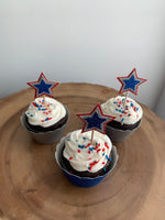 Red, White and Blue USA Star Emblem Cupcake Toppers