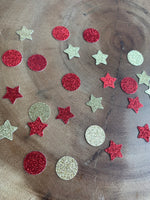 Red and Gold Star and Circle Confetti.
