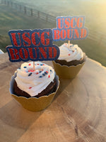 USCG BOUND Cupcake Topper. Coast Guard Bound Cupcake Topper, Appetizer pick, USCG Enlistment Party Cupcake Toppers