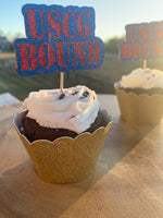 USCG BOUND Cupcake Topper. Coast Guard Bound Cupcake Topper, Appetizer pick, USCG Enlistment Party Cupcake Toppers