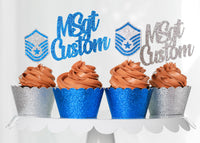 Personalized Air Force Rank Cupcake Toppers
